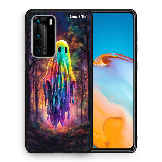 Θήκη Huawei P40 Pro Halloween Ghost από τη Smartfits με σχέδιο στο πίσω μέρος και μαύρο περίβλημα | Huawei P40 Pro Halloween Ghost case with colorful back and black bezels