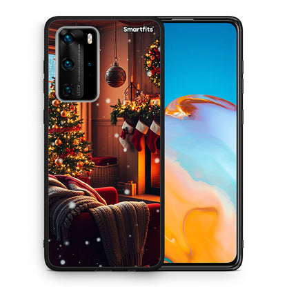 Θήκη Huawei P40 Pro Home For Christmas από τη Smartfits με σχέδιο στο πίσω μέρος και μαύρο περίβλημα | Huawei P40 Pro Home For Christmas case with colorful back and black bezels