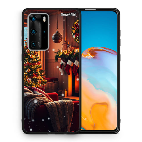 Θήκη Huawei P40 Pro Home For Christmas από τη Smartfits με σχέδιο στο πίσω μέρος και μαύρο περίβλημα | Huawei P40 Pro Home For Christmas case with colorful back and black bezels