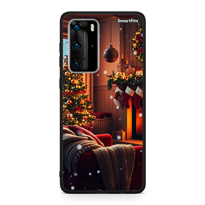 Huawei P40 Pro Home For Christmas θήκη από τη Smartfits με σχέδιο στο πίσω μέρος και μαύρο περίβλημα | Smartphone case with colorful back and black bezels by Smartfits