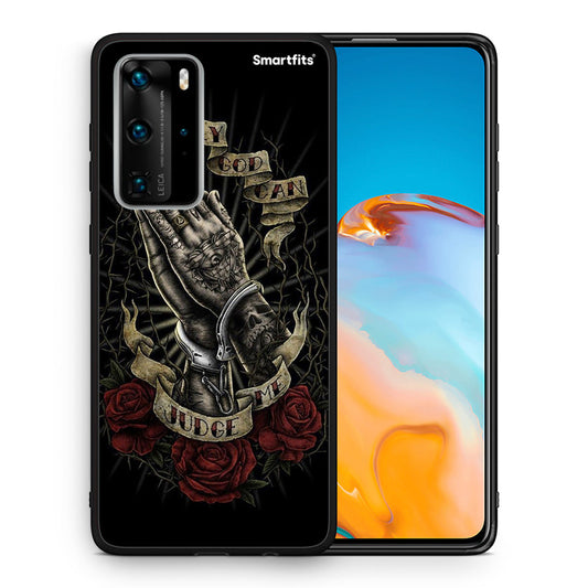 Θήκη Huawei P40 Pro Judge By God από τη Smartfits με σχέδιο στο πίσω μέρος και μαύρο περίβλημα | Huawei P40 Pro Judge By God case with colorful back and black bezels