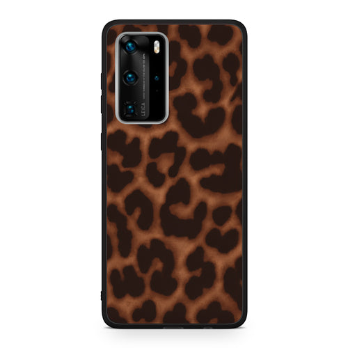 Θήκη Huawei P40 Pro Leopard Print Dark Brown από τη Smartfits με σχέδιο στο πίσω μέρος και μαύρο περίβλημα | Huawei P40 Pro Leopard Print Dark Brown case with colorful back and black bezels