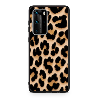 Θήκη Huawei P40 Pro Leopard Print Tan Large από τη Smartfits με σχέδιο στο πίσω μέρος και μαύρο περίβλημα | Huawei P40 Pro Leopard Print Tan Large case with colorful back and black bezels