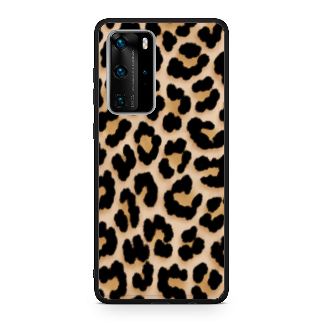 Θήκη Huawei P40 Pro Leopard Print Tan Small από τη Smartfits με σχέδιο στο πίσω μέρος και μαύρο περίβλημα | Huawei P40 Pro Leopard Print Tan Small case with colorful back and black bezels