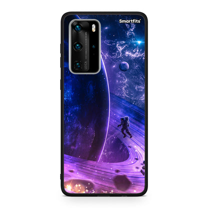 Huawei P40 Pro Lost Astronaut θήκη από τη Smartfits με σχέδιο στο πίσω μέρος και μαύρο περίβλημα | Smartphone case with colorful back and black bezels by Smartfits