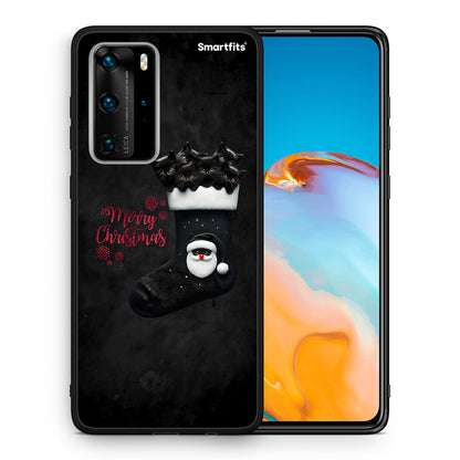 Θήκη Huawei P40 Pro Merry Cat Christmas από τη Smartfits με σχέδιο στο πίσω μέρος και μαύρο περίβλημα | Huawei P40 Pro Merry Cat Christmas case with colorful back and black bezels