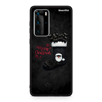 Huawei P40 Pro Merry Cat Christmas θήκη από τη Smartfits με σχέδιο στο πίσω μέρος και μαύρο περίβλημα | Smartphone case with colorful back and black bezels by Smartfits
