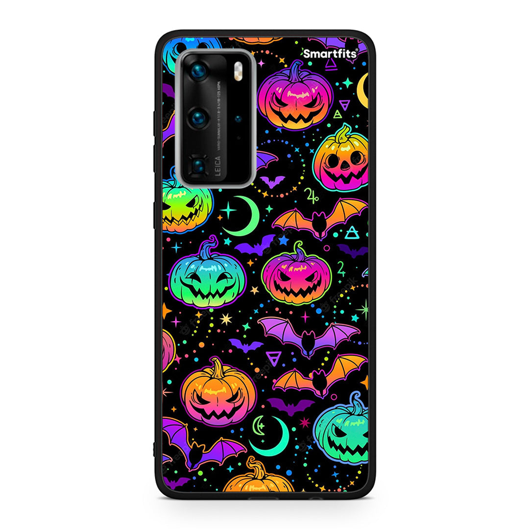 Huawei P40 Pro Neon Halloween θήκη από τη Smartfits με σχέδιο στο πίσω μέρος και μαύρο περίβλημα | Smartphone case with colorful back and black bezels by Smartfits