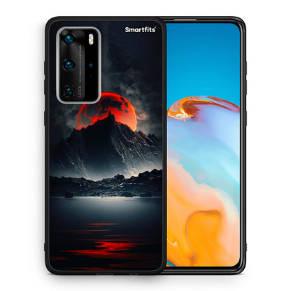 Θήκη Huawei P40 Pro Red Full Moon από τη Smartfits με σχέδιο στο πίσω μέρος και μαύρο περίβλημα | Huawei P40 Pro Red Full Moon case with colorful back and black bezels