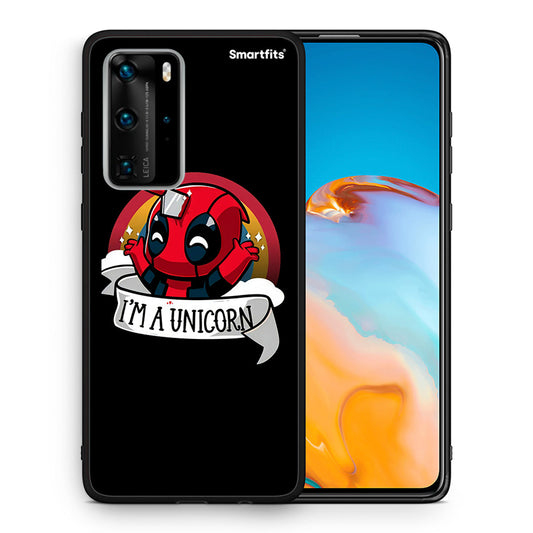 Θήκη Huawei P40 Pro Unicorn Deadpool από τη Smartfits με σχέδιο στο πίσω μέρος και μαύρο περίβλημα | Huawei P40 Pro Unicorn Deadpool case with colorful back and black bezels