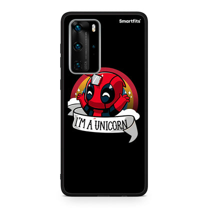 Huawei P40 Pro Unicorn Deadpool θήκη από τη Smartfits με σχέδιο στο πίσω μέρος και μαύρο περίβλημα | Smartphone case with colorful back and black bezels by Smartfits