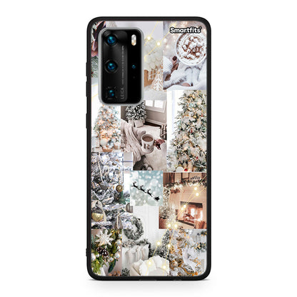 Huawei P40 Pro White Christmas θήκη από τη Smartfits με σχέδιο στο πίσω μέρος και μαύρο περίβλημα | Smartphone case with colorful back and black bezels by Smartfits
