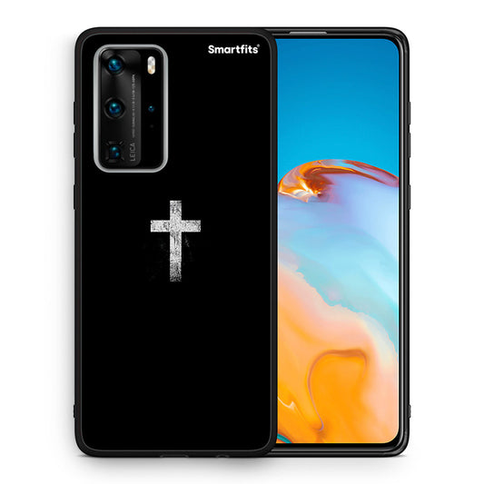 Θήκη Huawei P40 Pro White Cross από τη Smartfits με σχέδιο στο πίσω μέρος και μαύρο περίβλημα | Huawei P40 Pro White Cross case with colorful back and black bezels