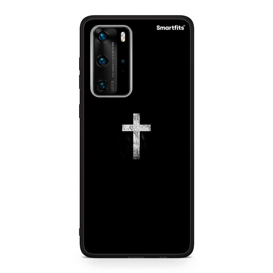Huawei P40 Pro White Cross θήκη από τη Smartfits με σχέδιο στο πίσω μέρος και μαύρο περίβλημα | Smartphone case with colorful back and black bezels by Smartfits