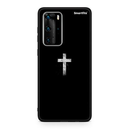 Huawei P40 Pro White Cross θήκη από τη Smartfits με σχέδιο στο πίσω μέρος και μαύρο περίβλημα | Smartphone case with colorful back and black bezels by Smartfits