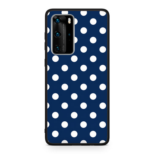 Θήκη Huawei P40 Pro White Large Polka Dots on Navy από τη Smartfits με σχέδιο στο πίσω μέρος και μαύρο περίβλημα | Huawei P40 Pro White Large Polka Dots on Navy case with colorful back and black bezels