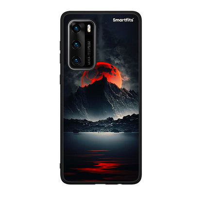 Huawei P40 Red Full Moon θήκη από τη Smartfits με σχέδιο στο πίσω μέρος και μαύρο περίβλημα | Smartphone case with colorful back and black bezels by Smartfits