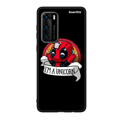 Huawei P40 Unicorn Deadpool θήκη από τη Smartfits με σχέδιο στο πίσω μέρος και μαύρο περίβλημα | Smartphone case with colorful back and black bezels by Smartfits