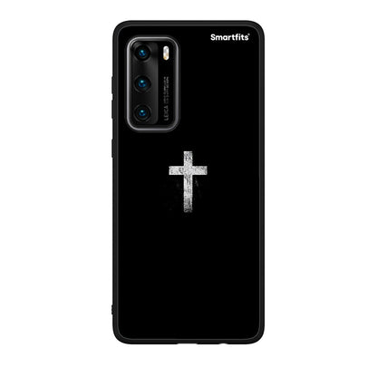 Huawei P40 White Cross θήκη από τη Smartfits με σχέδιο στο πίσω μέρος και μαύρο περίβλημα | Smartphone case with colorful back and black bezels by Smartfits