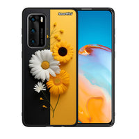 Thumbnail for Θήκη Huawei P40 Yellow Daisies από τη Smartfits με σχέδιο στο πίσω μέρος και μαύρο περίβλημα | Huawei P40 Yellow Daisies case with colorful back and black bezels