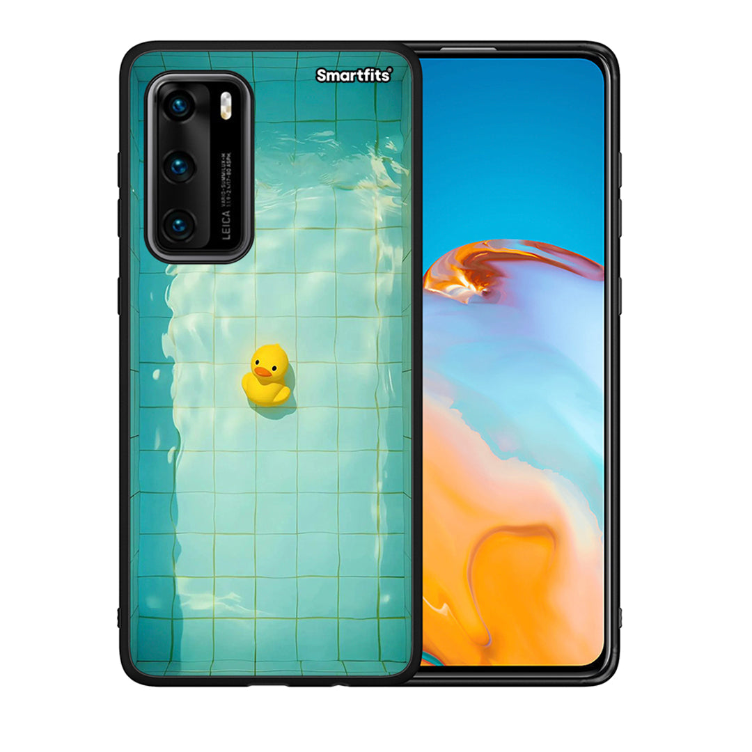 Θήκη Huawei P40 Yellow Duck από τη Smartfits με σχέδιο στο πίσω μέρος και μαύρο περίβλημα | Huawei P40 Yellow Duck case with colorful back and black bezels