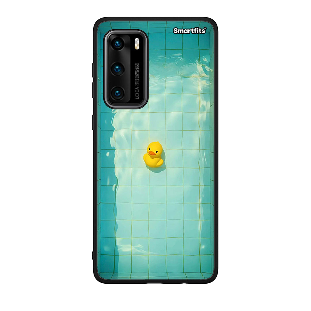 Huawei P40 Yellow Duck θήκη από τη Smartfits με σχέδιο στο πίσω μέρος και μαύρο περίβλημα | Smartphone case with colorful back and black bezels by Smartfits