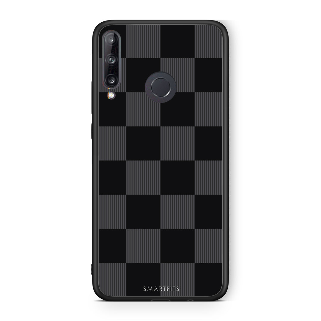Θήκη Huawei P40 Lite E Black and Charcoal Striped Checks από τη Smartfits με σχέδιο στο πίσω μέρος και μαύρο περίβλημα | Huawei P40 Lite E Black and Charcoal Striped Checks case with colorful back and black bezels