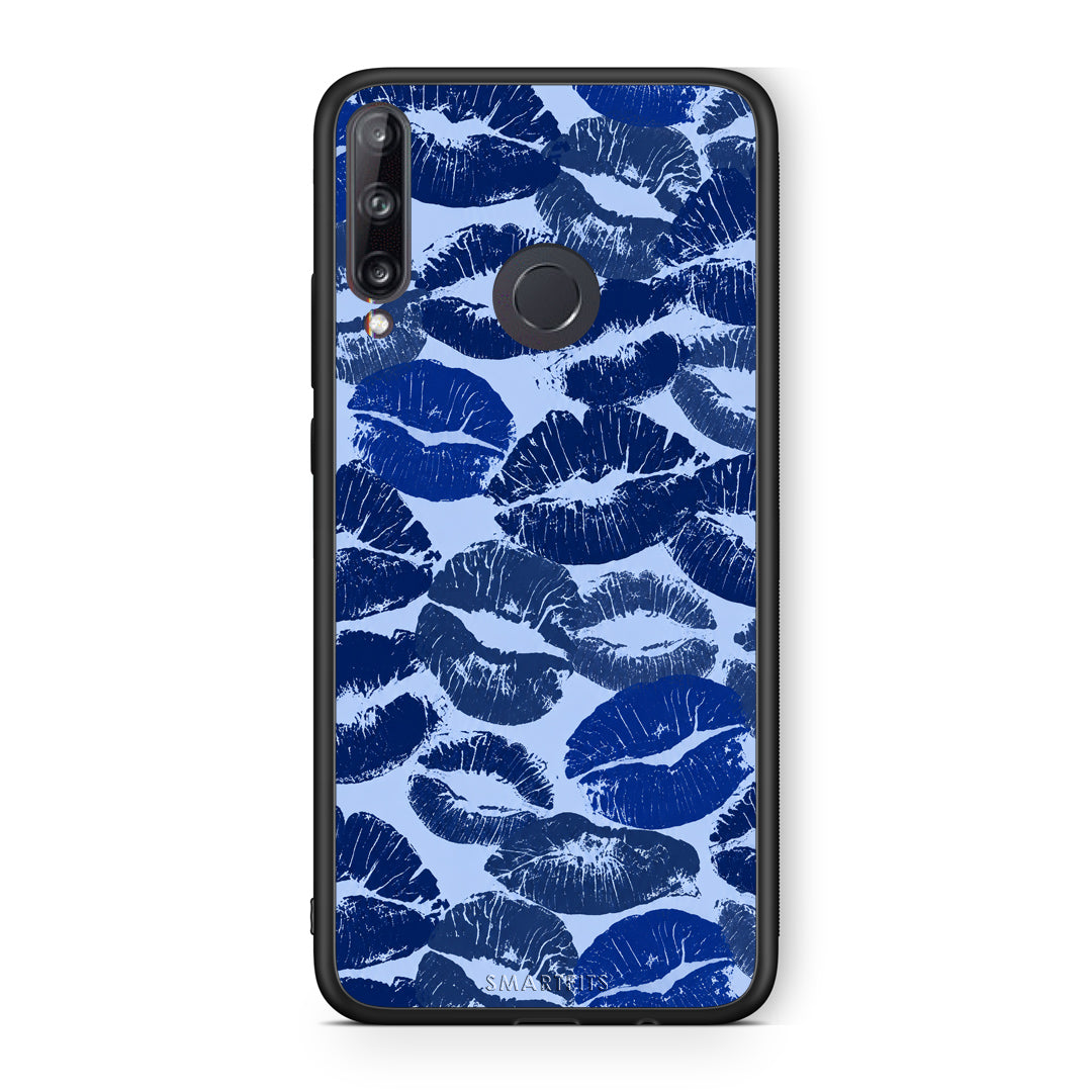 Θήκη Huawei P40 Lite E Blue Lipstick Kisses από τη Smartfits με σχέδιο στο πίσω μέρος και μαύρο περίβλημα | Huawei P40 Lite E Blue Lipstick Kisses case with colorful back and black bezels