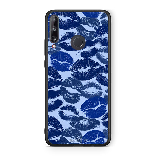 Θήκη Huawei P40 Lite E Blue Lipstick Kisses από τη Smartfits με σχέδιο στο πίσω μέρος και μαύρο περίβλημα | Huawei P40 Lite E Blue Lipstick Kisses case with colorful back and black bezels
