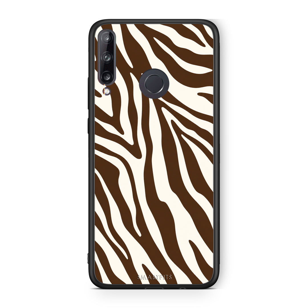 Θήκη Huawei P40 Lite E Brown and Cream Zebra Stripes από τη Smartfits με σχέδιο στο πίσω μέρος και μαύρο περίβλημα | Huawei P40 Lite E Brown and Cream Zebra Stripes case with colorful back and black bezels