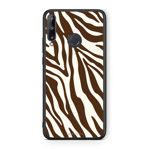 Θήκη Huawei P40 Lite E Brown and Cream Zebra Stripes από τη Smartfits με σχέδιο στο πίσω μέρος και μαύρο περίβλημα | Huawei P40 Lite E Brown and Cream Zebra Stripes case with colorful back and black bezels