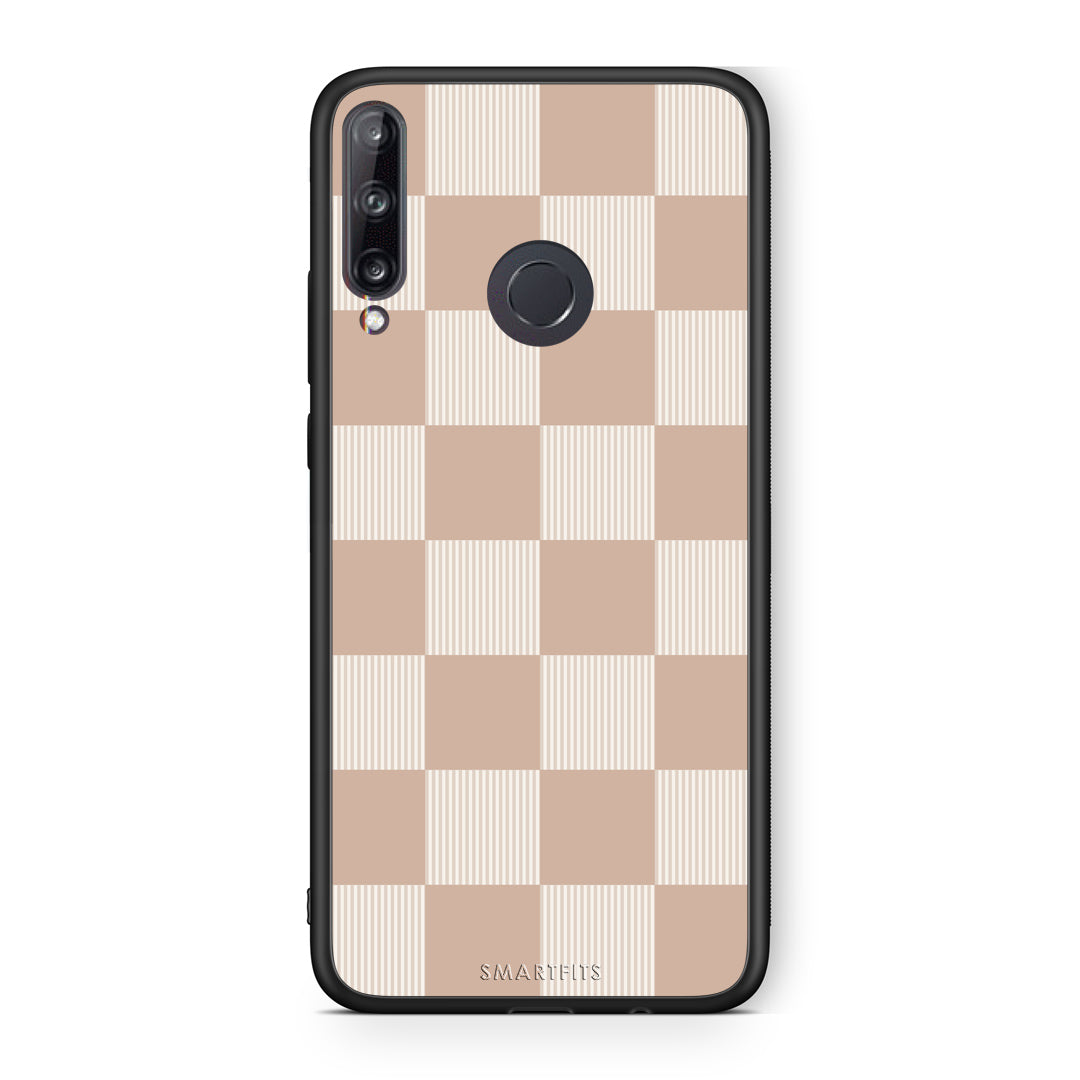 Θήκη Huawei P40 Lite E Latte and Cream Striped Checks από τη Smartfits με σχέδιο στο πίσω μέρος και μαύρο περίβλημα | Huawei P40 Lite E Latte and Cream Striped Checks case with colorful back and black bezels
