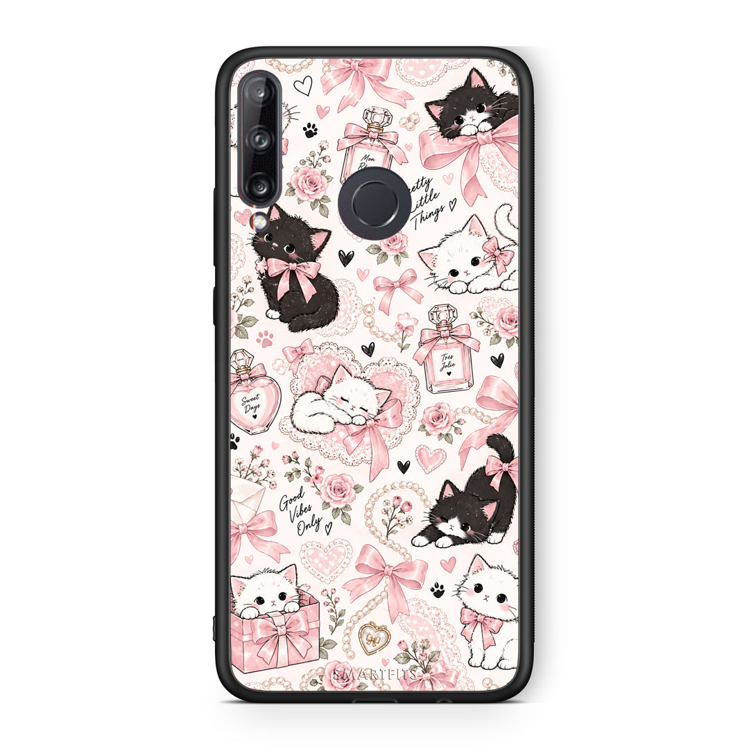 Θήκη Huawei P40 Lite E Pink Bows and Kittens Collage από τη Smartfits με σχέδιο στο πίσω μέρος και μαύρο περίβλημα | Huawei P40 Lite E Pink Bows and Kittens Collage case with colorful back and black bezels