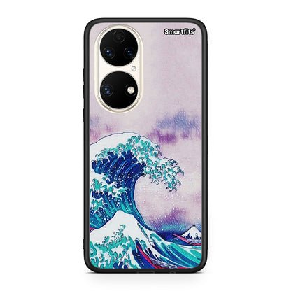 Huawei P50 Blue Waves θήκη από τη Smartfits με σχέδιο στο πίσω μέρος και μαύρο περίβλημα | Smartphone case with colorful back and black bezels by Smartfits