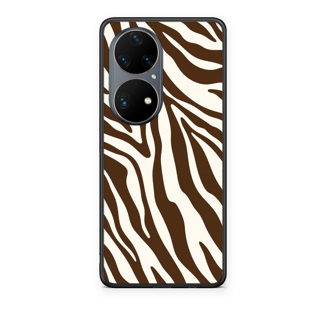 Θήκη Huawei P50 Pro Brown and Cream Zebra Stripes από τη Smartfits με σχέδιο στο πίσω μέρος και μαύρο περίβλημα | Huawei P50 Pro Brown and Cream Zebra Stripes case with colorful back and black bezels