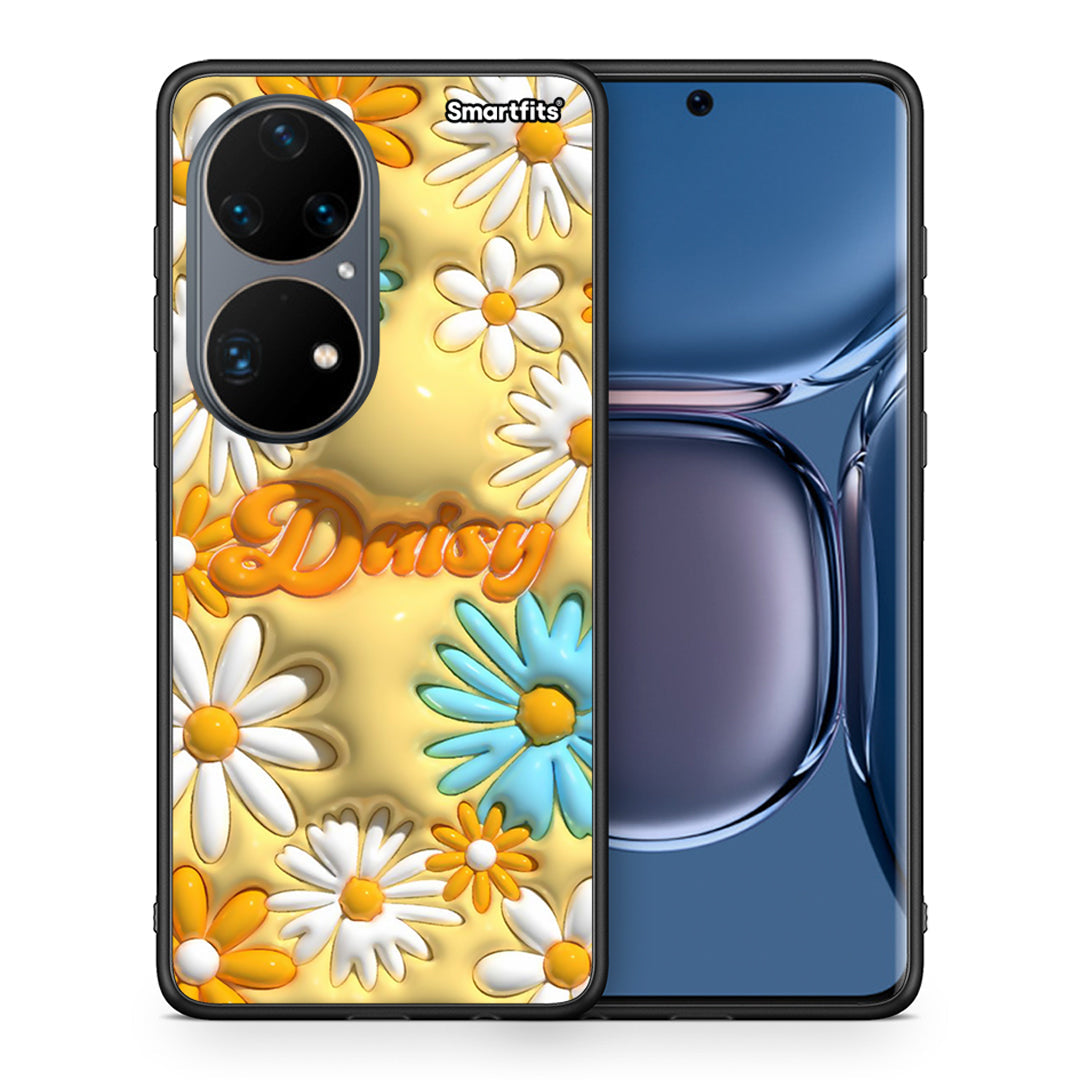 Θήκη Huawei P50 Pro Bubble Daisies από τη Smartfits με σχέδιο στο πίσω μέρος και μαύρο περίβλημα | Huawei P50 Pro Bubble Daisies case with colorful back and black bezels