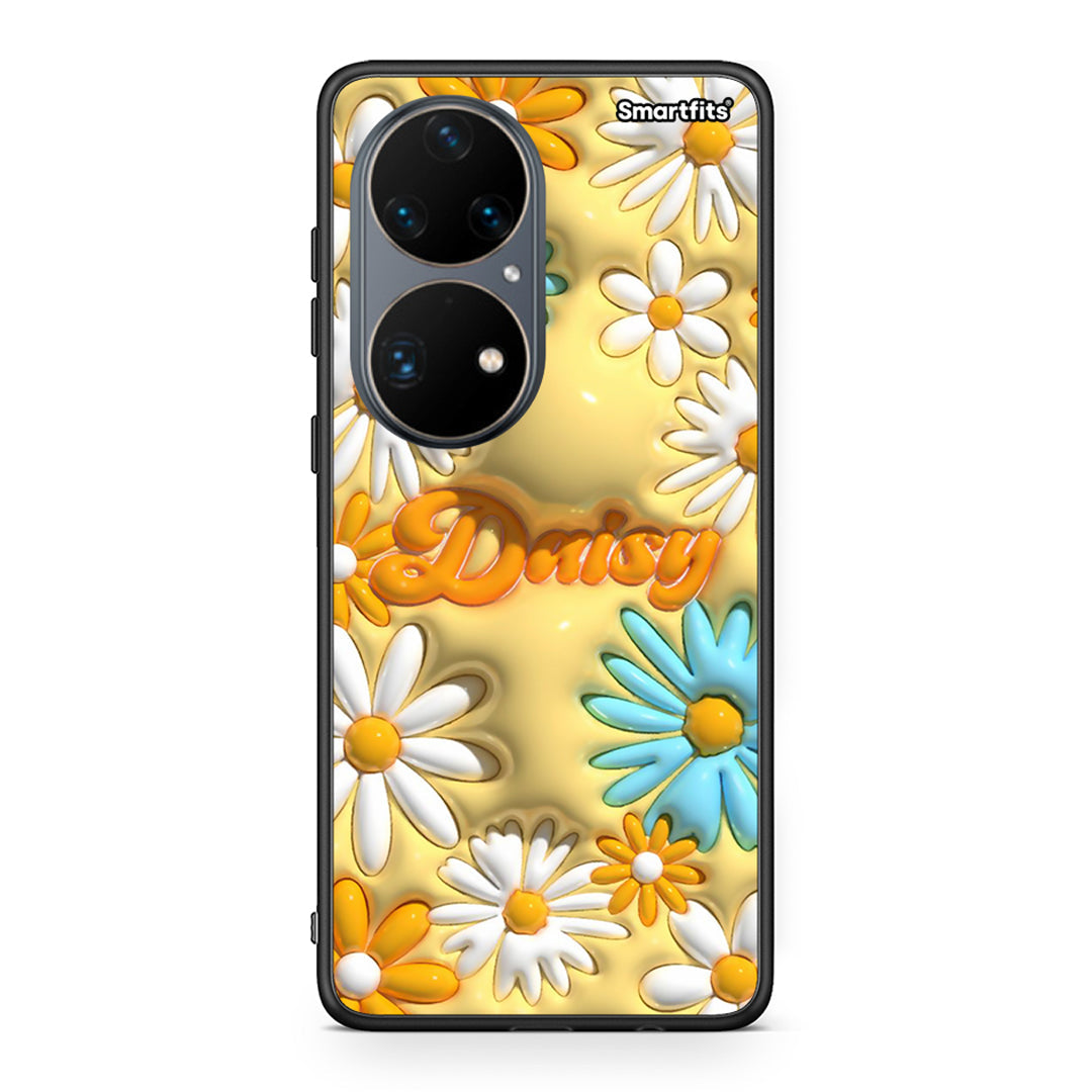 Huawei P50 Pro Bubble Daisies θήκη από τη Smartfits με σχέδιο στο πίσω μέρος και μαύρο περίβλημα | Smartphone case with colorful back and black bezels by Smartfits