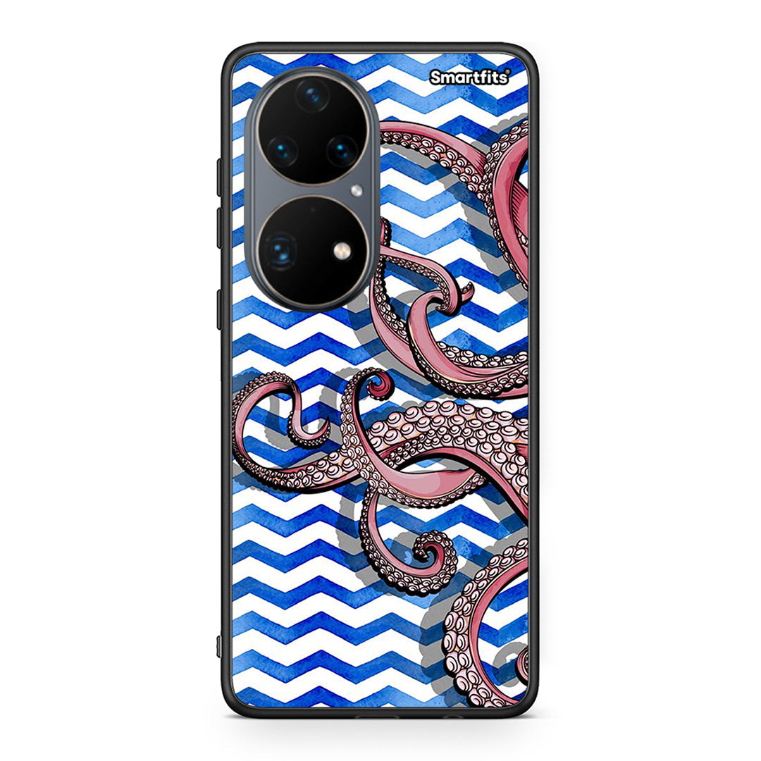 Huawei P50 Pro Chevron Devilfish θήκη από τη Smartfits με σχέδιο στο πίσω μέρος και μαύρο περίβλημα | Smartphone case with colorful back and black bezels by Smartfits