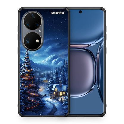 Θήκη Huawei P50 Pro Christmas Scenery από τη Smartfits με σχέδιο στο πίσω μέρος και μαύρο περίβλημα | Huawei P50 Pro Christmas Scenery case with colorful back and black bezels