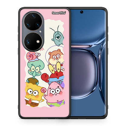 Θήκη Huawei P50 Pro Cute Companion από τη Smartfits με σχέδιο στο πίσω μέρος και μαύρο περίβλημα | Huawei P50 Pro Cute Companion case with colorful back and black bezels