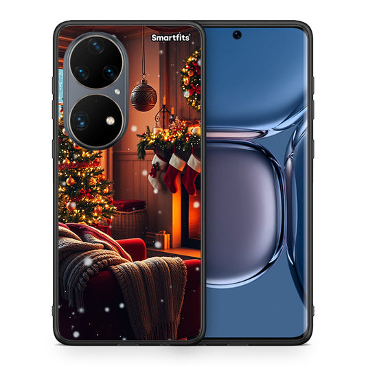 Θήκη Huawei P50 Pro Home For Christmas από τη Smartfits με σχέδιο στο πίσω μέρος και μαύρο περίβλημα | Huawei P50 Pro Home For Christmas case with colorful back and black bezels