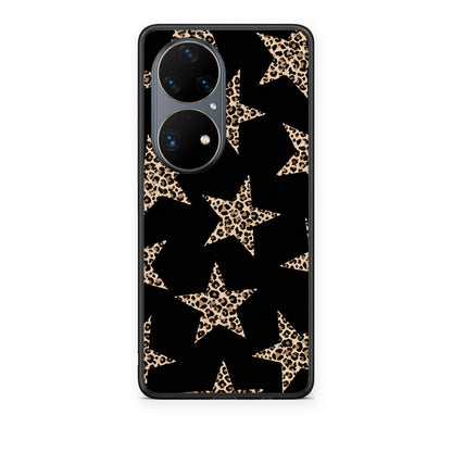 Θήκη Huawei P50 Pro Leopard Stars on Black από τη Smartfits με σχέδιο στο πίσω μέρος και μαύρο περίβλημα | Huawei P50 Pro Leopard Stars on Black case with colorful back and black bezels