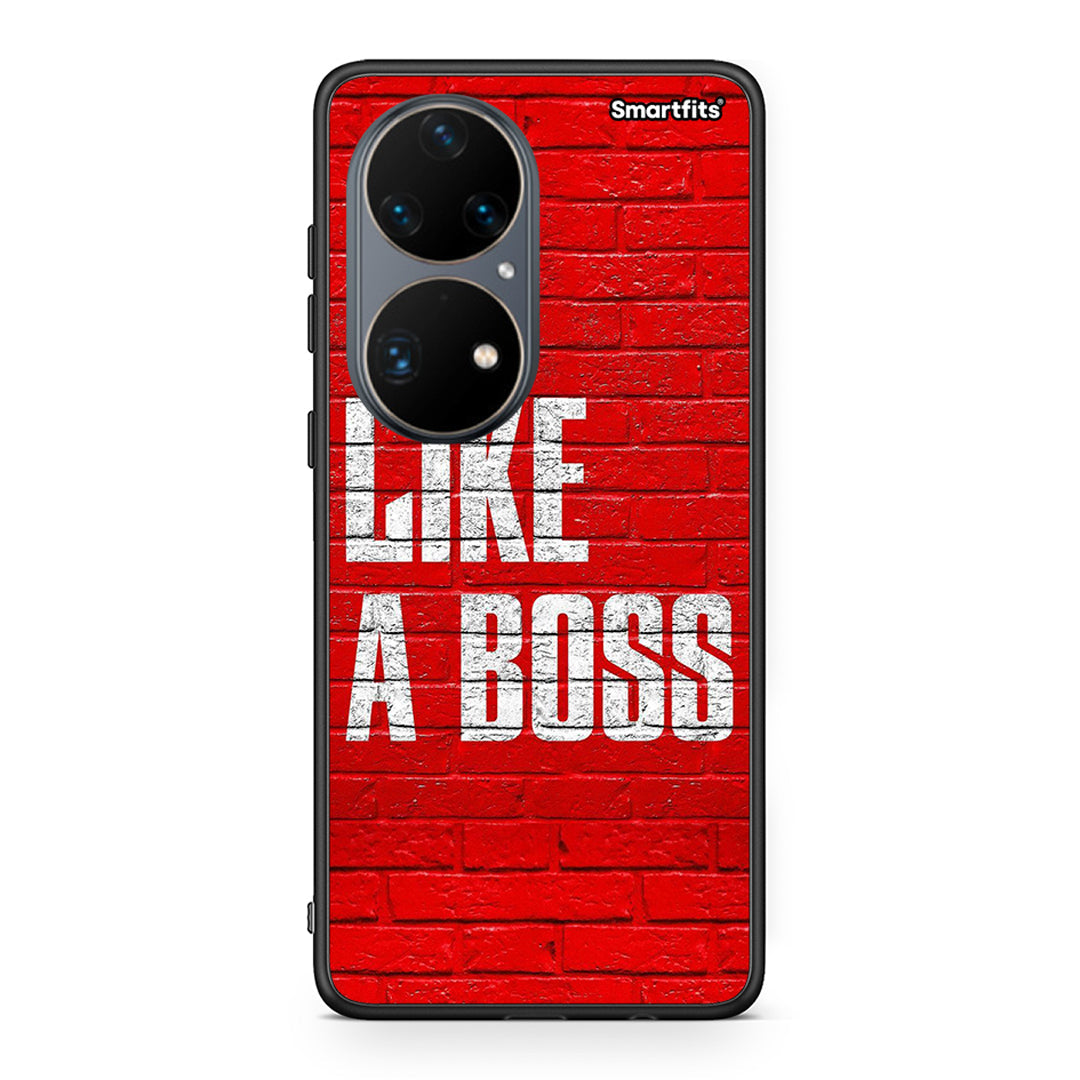 Huawei P50 Pro Like A Boss θήκη από τη Smartfits με σχέδιο στο πίσω μέρος και μαύρο περίβλημα | Smartphone case with colorful back and black bezels by Smartfits