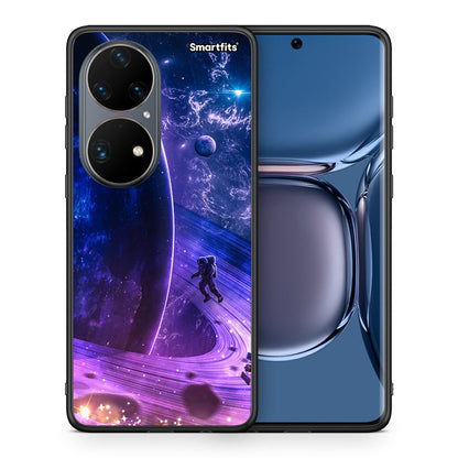 Θήκη Huawei P50 Pro Lost Astronaut από τη Smartfits με σχέδιο στο πίσω μέρος και μαύρο περίβλημα | Huawei P50 Pro Lost Astronaut case with colorful back and black bezels