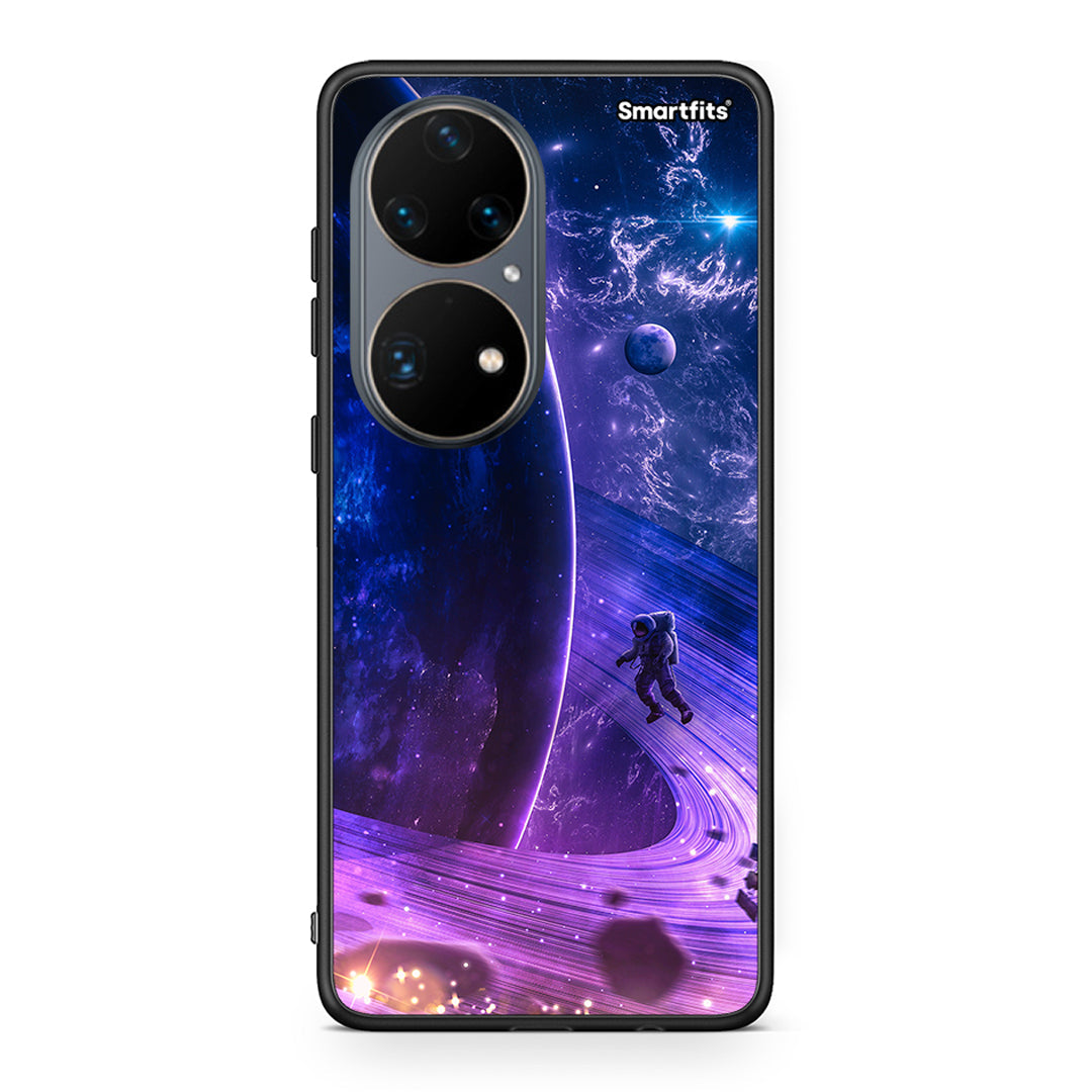 Huawei P50 Pro Lost Astronaut θήκη από τη Smartfits με σχέδιο στο πίσω μέρος και μαύρο περίβλημα | Smartphone case with colorful back and black bezels by Smartfits