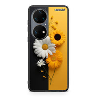 Thumbnail for Huawei P50 Pro Yellow Daisies θήκη από τη Smartfits με σχέδιο στο πίσω μέρος και μαύρο περίβλημα | Smartphone case with colorful back and black bezels by Smartfits