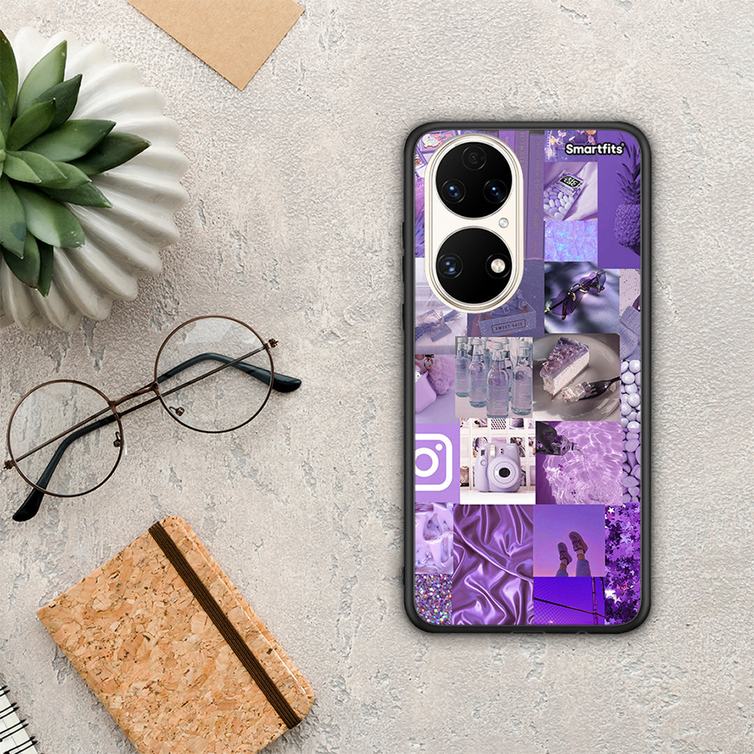 Purple Aesthetic Collage - Huawei P50 θήκη