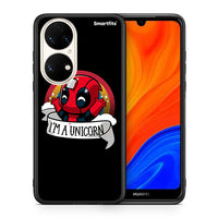 Thumbnail for Θήκη Huawei P50 Unicorn Deadpool από τη Smartfits με σχέδιο στο πίσω μέρος και μαύρο περίβλημα | Huawei P50 Unicorn Deadpool case with colorful back and black bezels