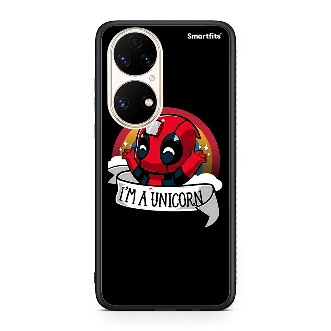 Huawei P50 Unicorn Deadpool θήκη από τη Smartfits με σχέδιο στο πίσω μέρος και μαύρο περίβλημα | Smartphone case with colorful back and black bezels by Smartfits