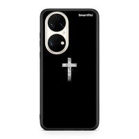 Thumbnail for Huawei P50 White Cross θήκη από τη Smartfits με σχέδιο στο πίσω μέρος και μαύρο περίβλημα | Smartphone case with colorful back and black bezels by Smartfits